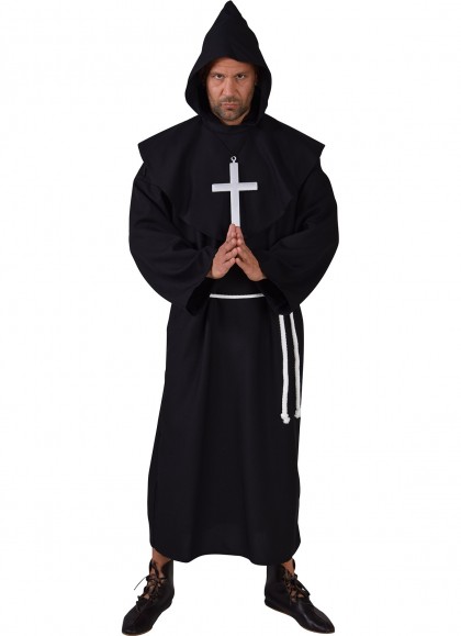 Pater lux kleed schouderkap en koord zwart