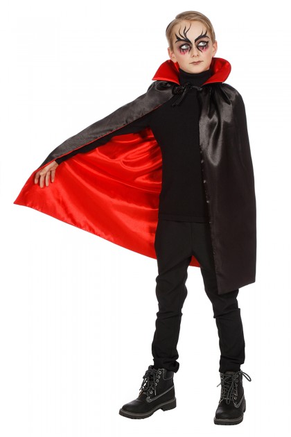 Dracula cape met kraag zwart/rood (V)