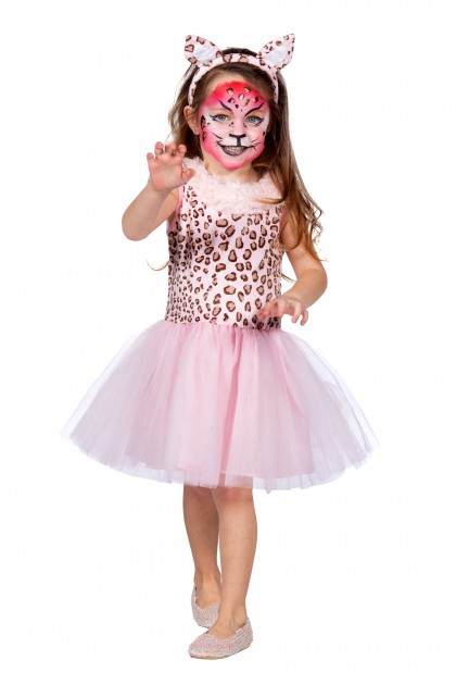 Panter jurkje roze met tiara