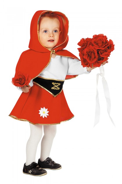Rood jurkje met cape (baby)