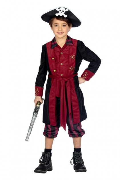 Piraat outfit jongen burgundy/zwart