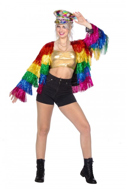 Festival tinsel jasje bling rainbow