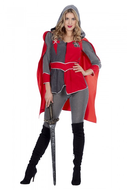 Ridderdame Gwen grijs/rood