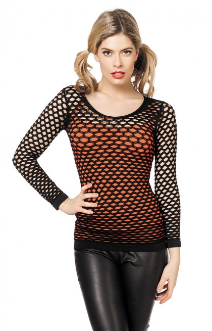 Netshirt lange mouwen (V)