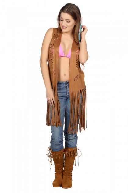 Vest hippie, lang (one size)  (V)
