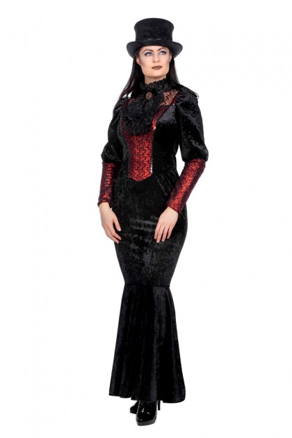 Luxe jurk gothic zwart/rood