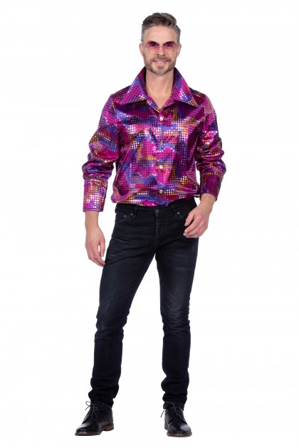 Party blouse folie pailletten paars