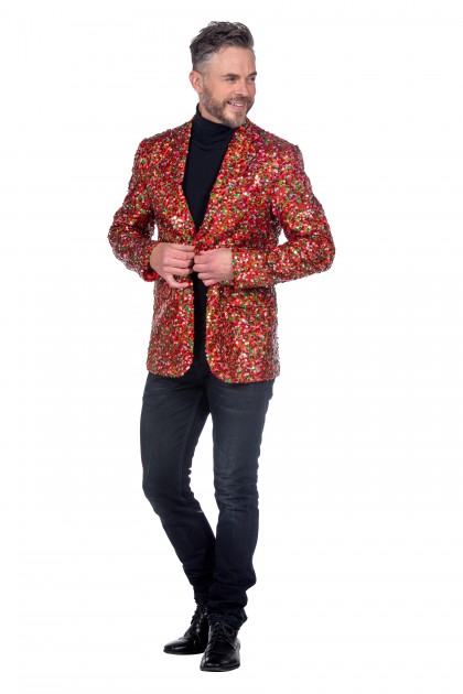 Pailletten blazer rood/groen