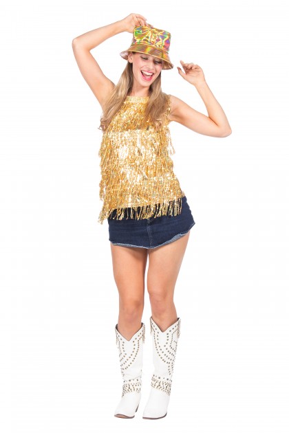 Party top metallic franjes pailletten