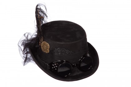 Hoge hoed Steampunk met bril